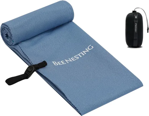 Vista 39 de Bee Nesting Toalla ultraligera de secado rápido – Paquete de 2 toallas de microfibra medianas y pequeñas con bolsillo compacto plegable para viajes