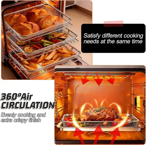 Vista 4 de P&P CHEF - Cesta para freidora de aire de 11.8 pulgadas para horno, estante para freidora de aire, 3 piezas