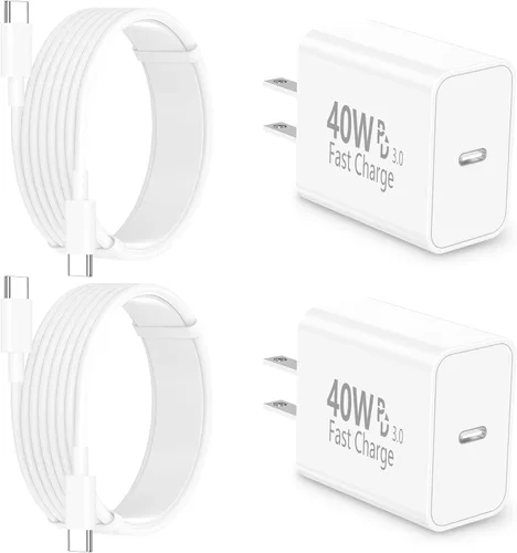Vista 12 de [Certificado MFi de Apple] Cargador de carga rápida para iPhone 17, paquete de 4 cargadores Stuffcool PD 20 W, USB C, adaptador de corriente Rayas