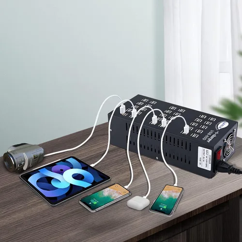 Vista 6 de Cinlinso - Estación de carga USB, 60 puertos 300 W/60 A, protección inteligente, estación de carga USB multipuerto para teléfonos inteligentes