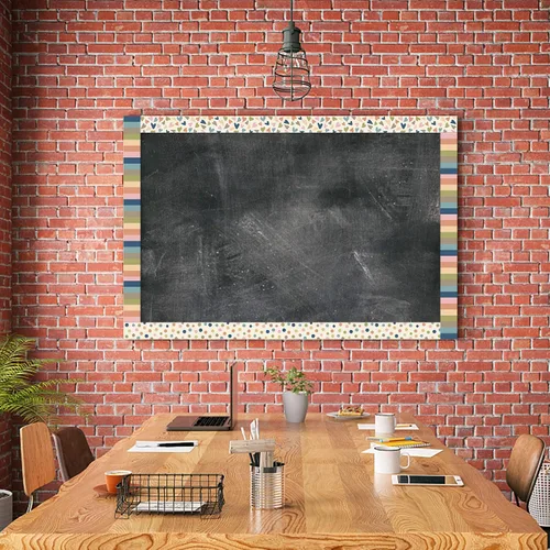 Vista 5 de Bordes bohemios de 131 pies para tablón de anuncios, para aula, corazones de arcoíris, bordes rectos, calcomanías para decoración de aula, escuela
