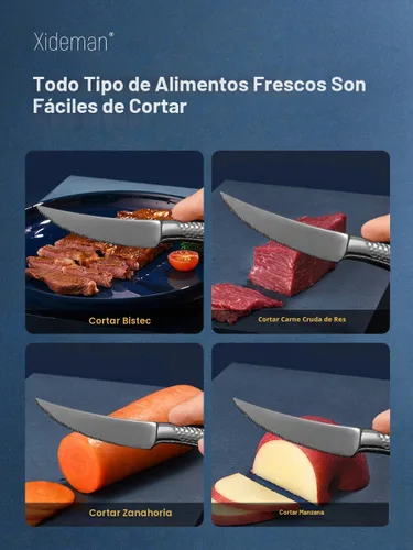 Vista 5 de Juego de cubiertos martillados negros de 16 piezas con cuchillos dentados ultra afilados 2 en 1, juego de cubiertos de acero inoxidable 18/10, juego