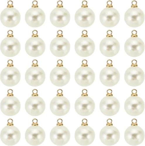 Vista 56 de PATIKIL Abalorio de perlas, 100 cuentas de perlas de imitación de perlas colgantes para bricolaje para hacer joyas, pulseras, aretes, collares Beige