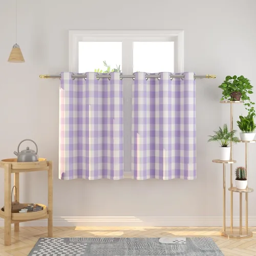Vista 23 de Cortinas de 24 pulgadas de largo con diseño Buffalo Check Gingham Plaid para ventanas de cocina y baño, tratamiento para ventanas con 2 paneles