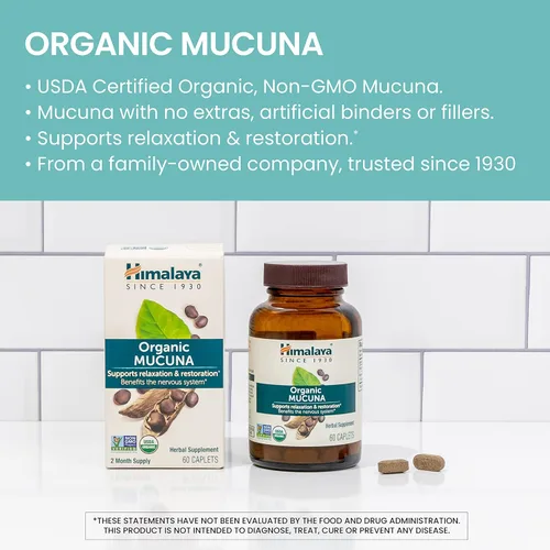 Vista 3 de Himalaya Mucuna Pruriens / Kapikachhu, equivalente a 3,706 de polvo de Mucuna Pruriens para calmar y relajar, 60 unidades (paquete de 1) cápsulas