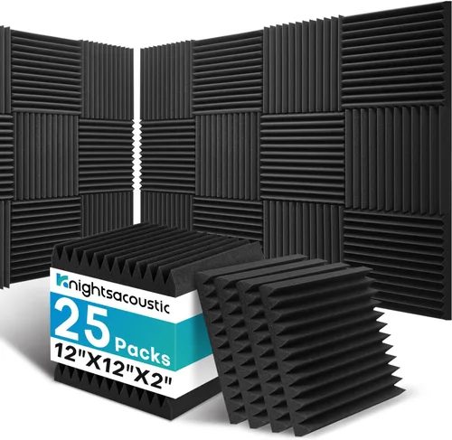 Vista 12 de Paquete de 8 paneles acústicos de pared, paneles de espuma a prueba de sonido con patrón de madera para paredes, paneles acústicos decorativos