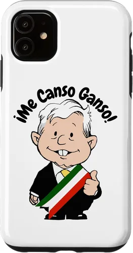 Vista 8 de Carcasa para iPhone 16 AMLO Amlito Me Canso Ganso Divertida y linda caricatura mexicana Muñeco