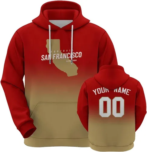 Vista 13 de Custom Football City Map Gradient Hoodies-Personalized Name Number Hooded Sweatshirts Football Fans Gifts for Men,Women,Youth