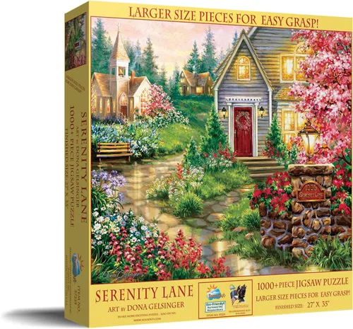 Vista 2 de SUNSOUT INC Serenity Lane - Rompecabezas de 1000 piezas grandes por artista: Dona Gelsinger - Tamaño acabado 27" x 35" - MPN # 57225