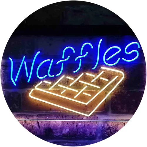 Vista 12 de ADVPRO Waffles Snack Café - Letrero de neón LED de doble color, azul y rojo, 12 x 8 pulgadas st6s32-i3820-br