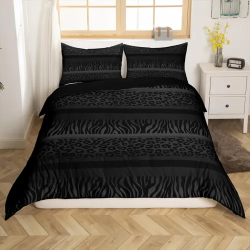 Vista 7 de Feelyou Leopard Bedding Set Twin Size, Cheetah Print Comforter Cover for Kids Boys Girls Animal Duvet Cover Safari Bedspread Cover Zipper
