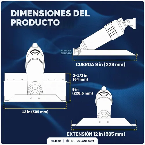 Vista 8 de Sistema de aletas de compensación eléctrico Bolt 12" x 9", kit completo BOLT129, 12V DC - FO4322