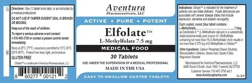 Vista 2 de ELFOLATE® 7.5 mg L-metilfolato metil folato metilfolato suplemento alimenticio médico fuerza profesional activo puro potente 30 tabletas