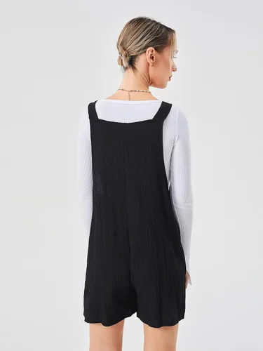 Vista 2 de Overol corto con nudo frontal y correa ajustable para mujer con bolsillo