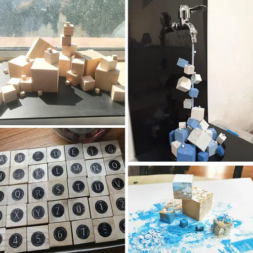 Vista 5 de Tosnail Paquete de 150 cubos de madera sin terminar de 1 pulgada, bloques de madera en blanco para hacer manualidades
