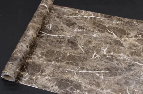 Vista 2 de Vinilo autoadhesivo en gris granito con aspecto de mármol parte superior de mostrador, para pelar y despegar de 24 x 79 pulgadas