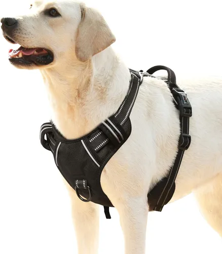 Vista 31 de HEELE Arnés para perro pequeño sin tirones con mango suave, arnés reflectante ajustable, color negro, XS Reflective Front Clip Vest with Control
