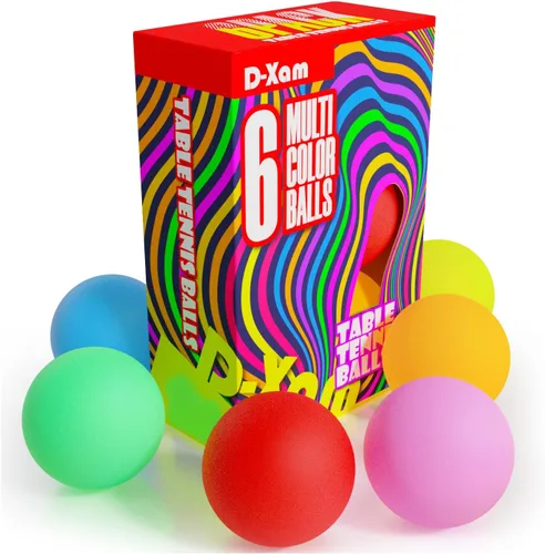 Vista 12 de D-Xam Multi Color or White Ping Pong Balls Table Tennis Ball for Games Arts Pack of 50, 30 & More, 40mm Pong Balls Party Pets School Activities