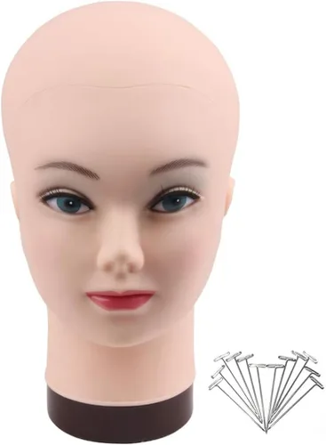 Vista 8 de HAIRWAY Cabeza de maniquí femenina, soporte de maniquí de cosmetología, cabeza de maniquí para pelucas, maniquí de muñeca para hacer pelucas y Marrón