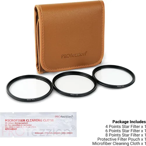 Vista 3 de PROfezzion Kit de filtro de estrella de 2.165 in, 3 piezas de filtro de estrella ajustable para Sony A7 II III IV con lente FE de 1.102-2.756 in