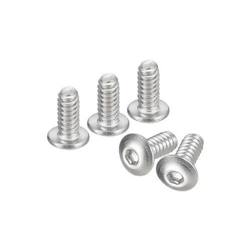 Vista 25 de uxcell #2-56x1 Tornillos con cabeza de botón y muesca hexagonal, 50 unidades de pernos hexagonales de acero inoxidable 304, tornillos allen de rosca