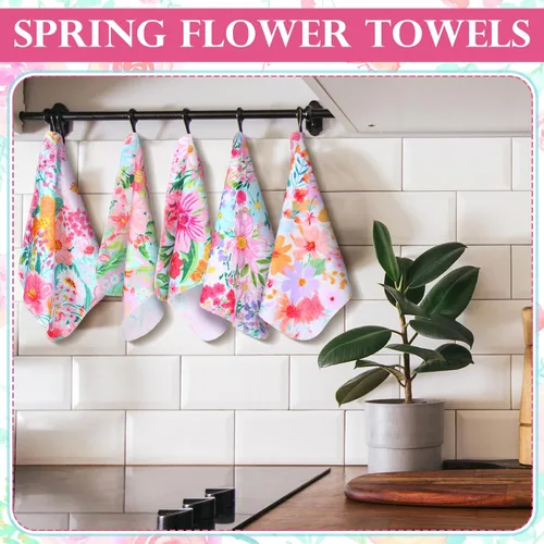 Vista 3 de Paquete de 36 paños de limpieza reutilizables de algodón lavables de flores brillantes para el hogar (color nitid)