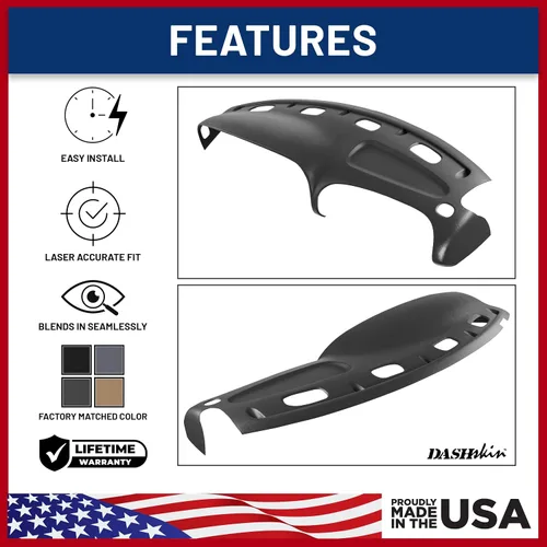 Vista 4 de DASHSKIN Tapa moldeada para salpicadero compatible con Dodge Ram 1500 1998 1999 2000 2001 (98-02 Ram 2500 y 3500) en negro universal, fabricado
