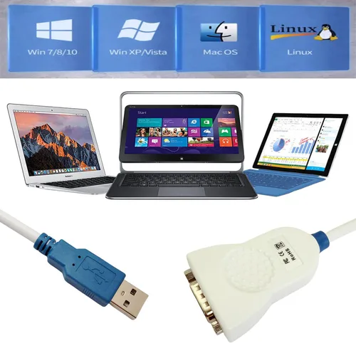Vista 9 de Cable adaptador USB a RS232 CHIPI-X10 con chip FT232R USB a DB9 Serial Cable para Windows 11,10, 8, 7, Vista, XP, Linux y Mac OS (10CM)