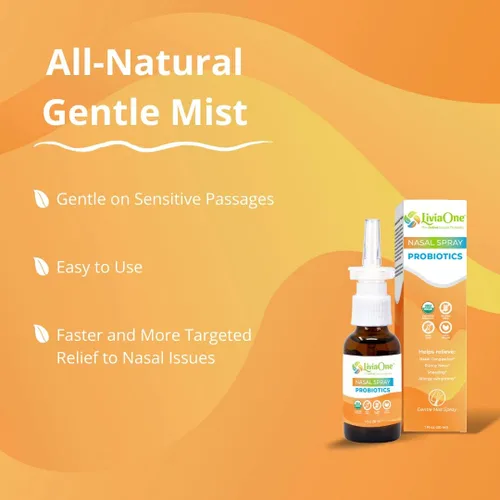 Vista 6 de LiviaOne Probióticos en aerosol nasal, alivio sinusal totalmente natural, ayuda con alergias, congestión nasal, secreción nasal y estornudos, 1 onza