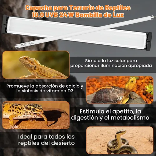 Vista 8 de T5 10.0 UVB Kit combinado de lámpara de reptil 24W 22", con tarjeta