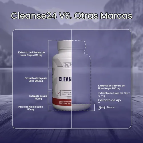Vista 5 de Cleanse24 - Limpieza intestinal para humanos con ajenjo, papaya, nogal negro, limpieza intestinal a base de hierbas, limpieza intestinal