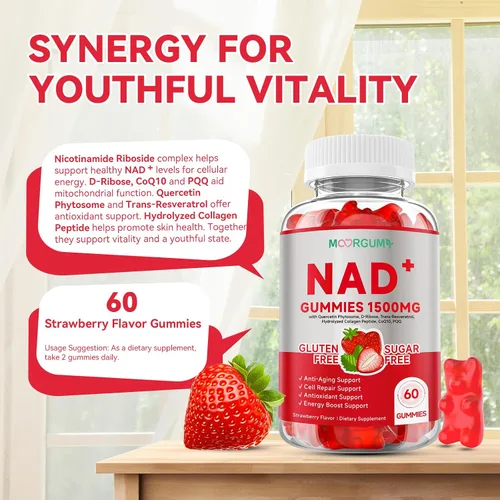 Vista 5 de Suplementos de colágeno central de 1500 mg con N AD+ para mujeres y hombres, trans-resveratrol, CoQ10, malato de hidrógeno ribósido de nicotinamida