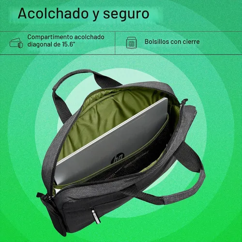 Vista 6 de HP Prelude Bolsa Topload para laptop – Se adapta a laptops de 15.6 pulgadas – Tela duradera con revestimiento resistente al agua, compartimento