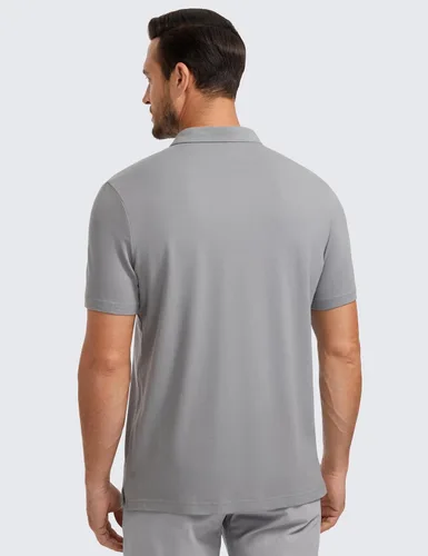 Vista 2 de CRZ YOGA Polo de golf para hombre, manga corta, absorbe la humedad, atlética, deportiva, casual, piqué