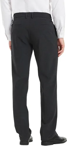 Vista 2 de Plaid&Plain Pantalones de vestir para hombre con cintura elástica y tela elástica de ajuste recto