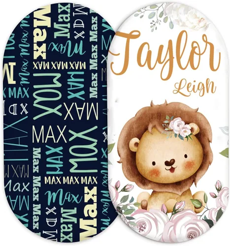 Vista 16 de Juego de 2 sábanas personalizadas para moisés de bebé, ajuste universal para colchón/almohadilla de moisés rectangular, ovalado, de reloj de arena