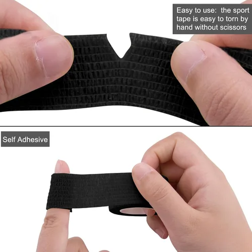 Vista 6 de BQTQ 40 rollos de vendaje autoadhesivo, vendaje negro de 1 pulgada, vendaje autoadhesivo para esguinces de hinchazón de muñeca y tobillo