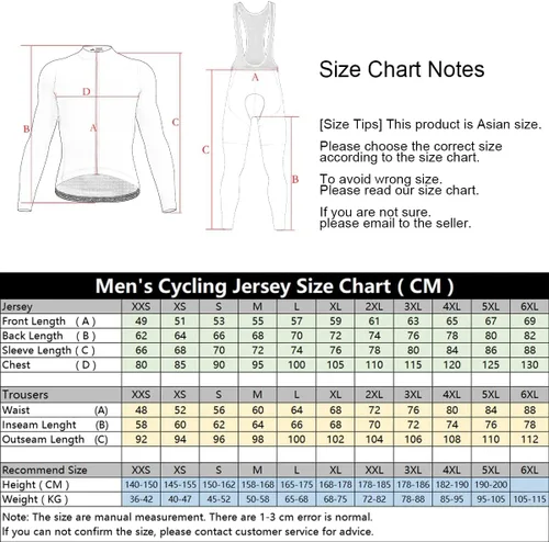 Vista 3 de Mens Pro Cycling Jersey Long Sleeve Set 3D Padded Pants Three Pockets Windproof Breathable Quick Drying