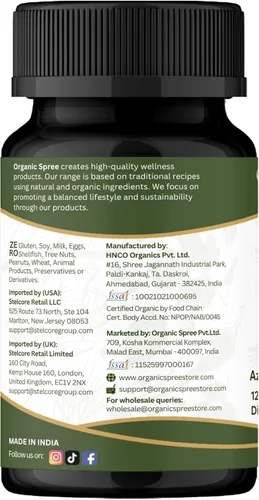 Vista 7 de ORGANIC SPREE Neem 120 tabletas Azadirachta Indica (Neem) Certificado orgánico USDA Piel sana y desintoxicación* Suplemento dietético - 120
