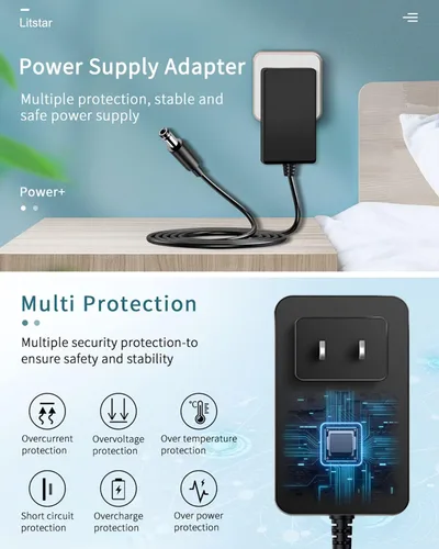 Vista 3 de Cargador de fuente de alimentación de adaptador de CA de 15V 3A [15 voltios 3 amperios de potencia de conmutación regulada] con 11 enchufe de CC