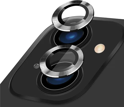Vista 15 de LucBuy Protector de lente de cámara para iPhone 12 Pro Max, vidrio templado HD de alta calidad, aleación de aluminio, anillo individual, película
