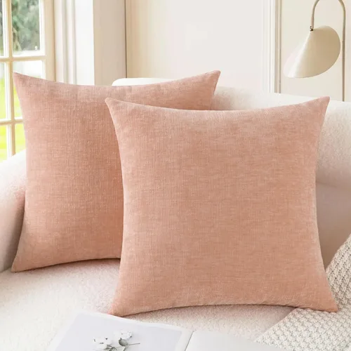 Vista 22 de CaliTime - Paquete de 2 fundas de almohada acogedoras para sofá, decoración del hogar, felpilla suave teñida sólida, 16 x 16 pulgadas, marrón Marrón