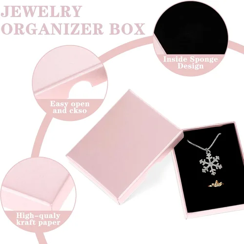 Vista 3 de Caja de regalo pequeña de 2 piezas de joyería pequeña, collar elegante, pulsera, aretes, cajón, caja organizadora de cajas de joyería vacías, cajas