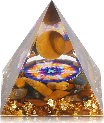 Vista 9 de Pirámide de cristales de orgón, (esmalte azul)