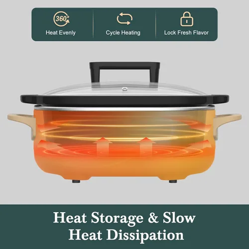 Vista 5 de Olla de Cocción Lenta Programable de 6 Cuartos con Recipiente Antiadherente Saludable Extraíble - Pequeño Electrodoméstico de Cocina para Cenas