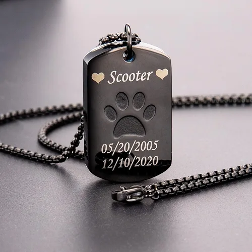 Vista 4 de Fanery Sue Collar personalizado para cenizas de mascotas para perros y gatos, foto y texto personalizados, regalo de condolencia, regalo