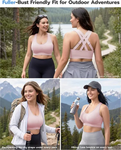 Vista 3 de FITTIN Sujetador deportivo ajustable para mujer: ajuste cómodo y soporte Negro/Azul/Rosa/Blanco