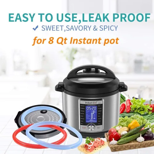 Vista 3 de Seal for Instant Pot - Anillo de sellado de silicona para olla a presión de 8 cuartos de galón, silicona de grado alimenticio para InstaPot de 8