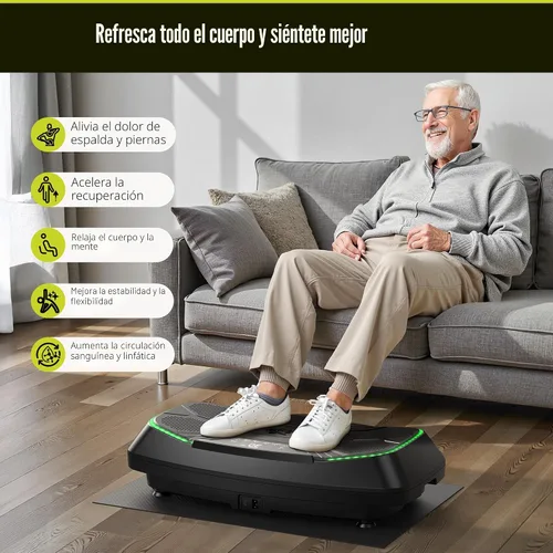 Vista 5 de FLYBIRD Vibration Plate Exercise Machine for Lymphatic Drainage, Adjustable Levels Full Body Workout, Curved Vibration Plate with Powerful Motor for