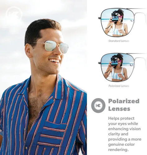 Vista 4 de Knockaround Mount Evans Polarized Sunglasses - Squared Aviator Style Sunglasses with Full UV400 Protection